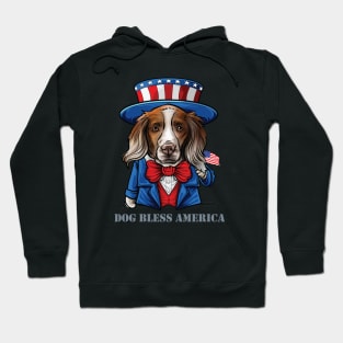 Brittany Spaniel Dog Bless America Hoodie